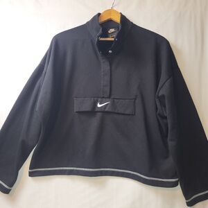Nike Half Snap Pullover Sweatshirt Women's Size XL Black Swoosh